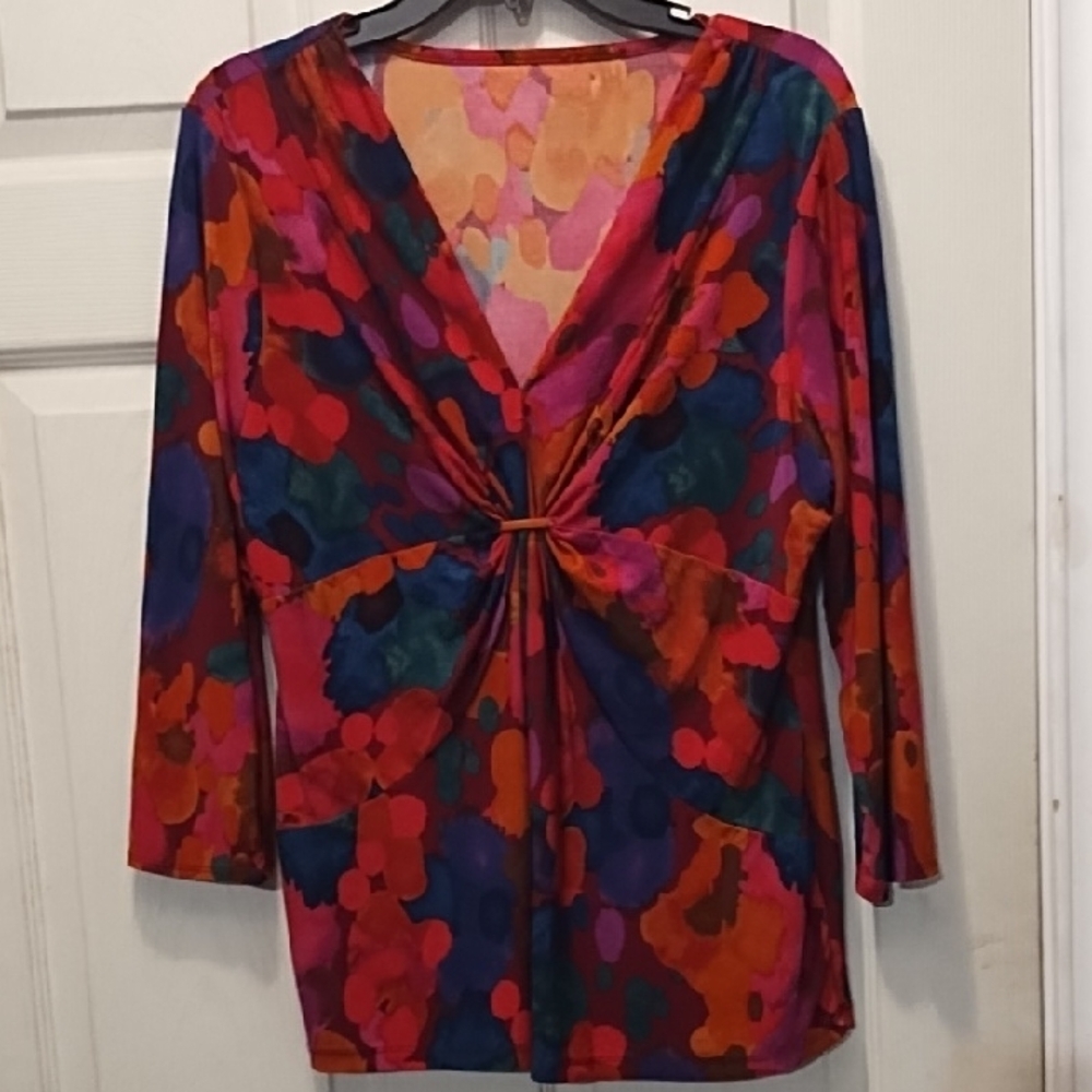 No Label Multicolor V-Neck Women's Top